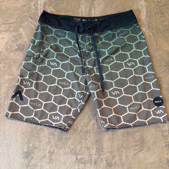 RVCA Geometric Boxy Swim Board Shorts Ombré Mn’s 36 - Picture 1 of 9
